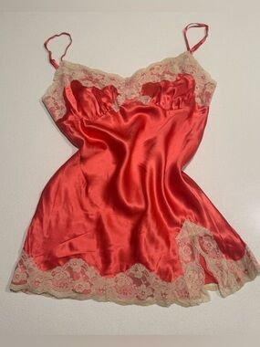 Vtg Licorice 100% Mulberry Silk Lace Babydoll Lingerie Size Medium